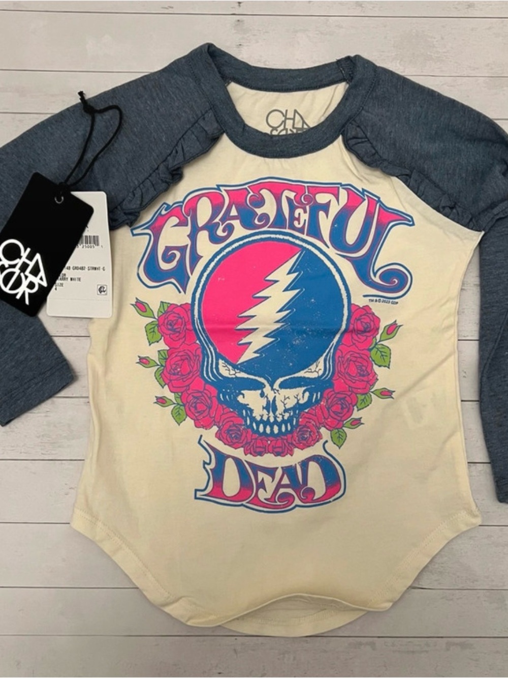 Grateful Dead Skull & Roses Baseball Tee